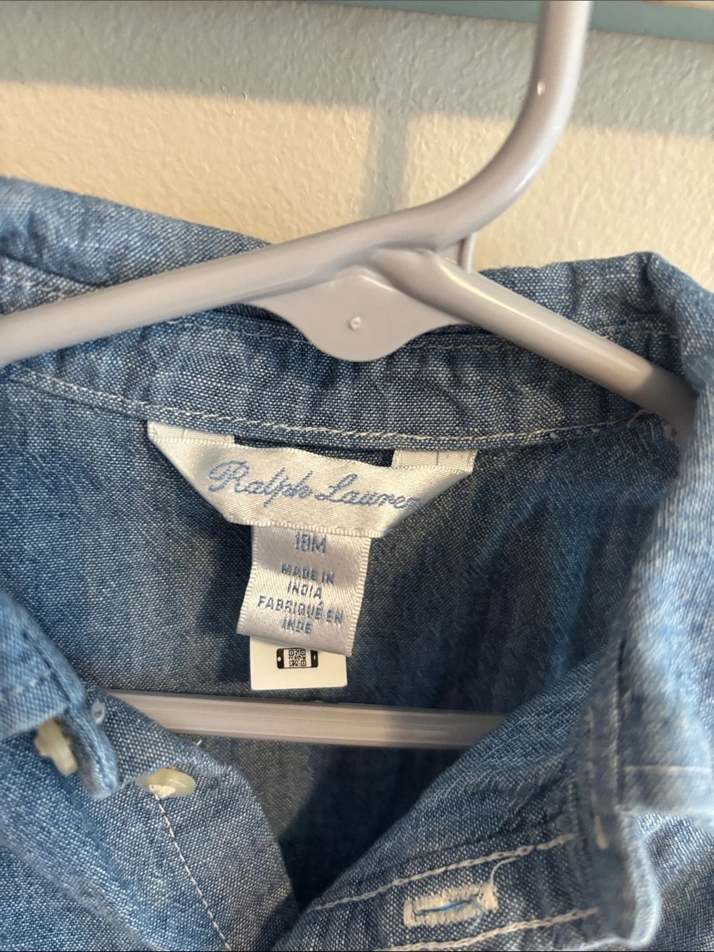 Ralph Lauren Baby Girls 18M Denim Chambray Shirt Dress Belted Bloomer 2Pc Set